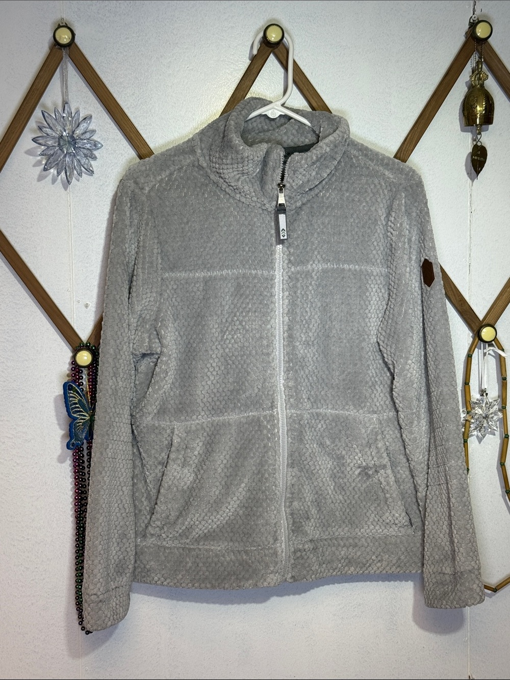 Free Country Gray Plush Teddy Zip-Up Jacket